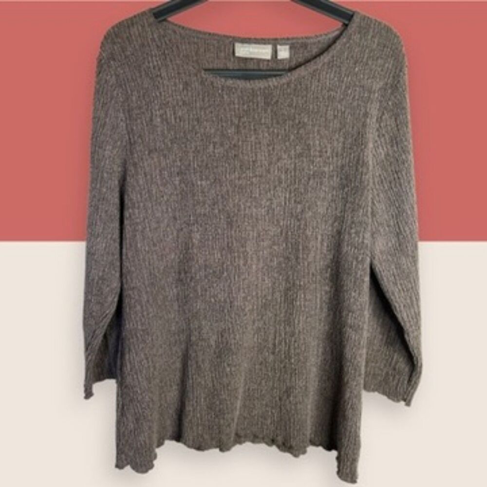 🤎 LARGE CROFT & BARROW TEXTURED STRETCH TOP 3/4 SLEEBE TAN TAUPE